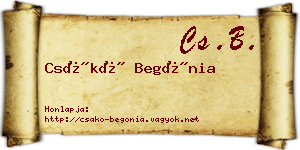 Csákó Begónia névjegykártya